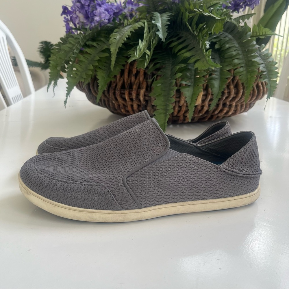 Olukai Wehi Nohea Mesh Slip on Shoes Loafer Grey Charcoal Men sz 14 10426–2626 - Picture 2 of 16